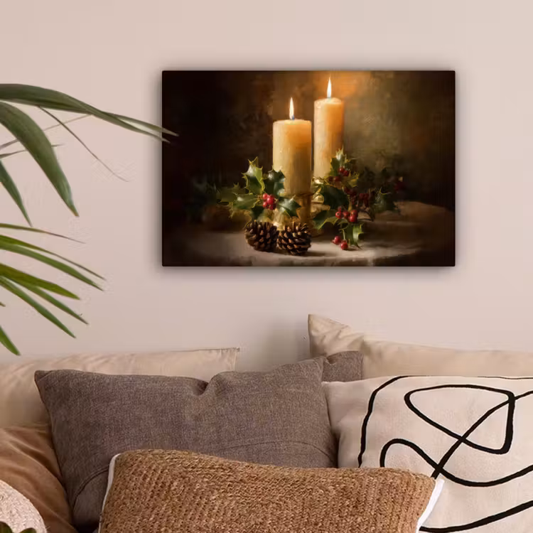 Kaarslicht - Kerst - Veelkleurig canvas 2cm klein -sfeer1