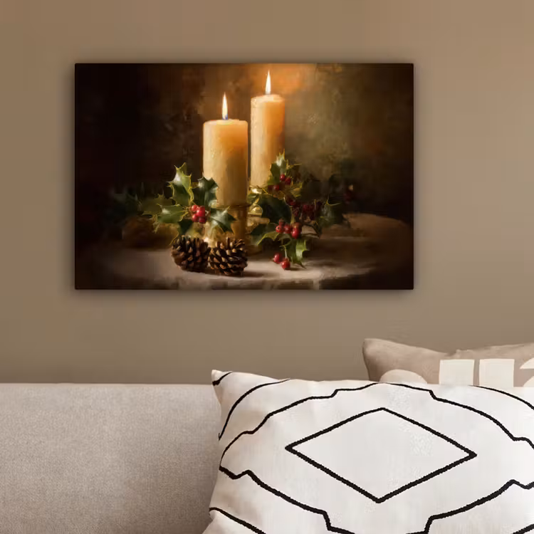 Kaarslicht - Kerst - Veelkleurig canvas 2cm klein -sfeer3