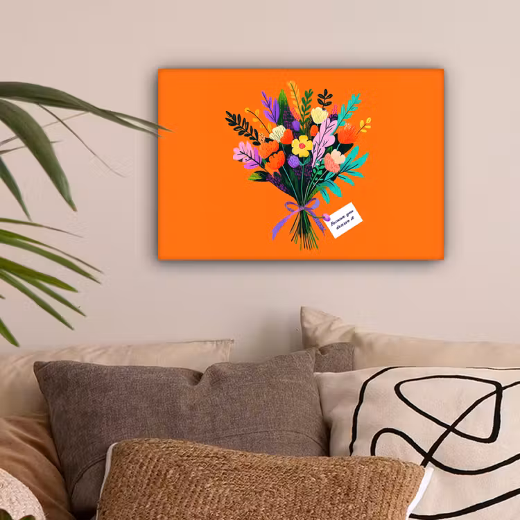 Kaartje - Boeket - Bloemen canvas 2cm klein -sfeer1