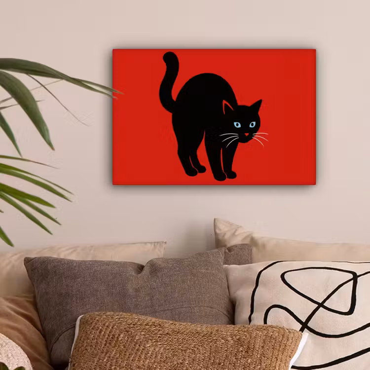 Kat - Zwart - Staart canvas 2cm klein -sfeer1