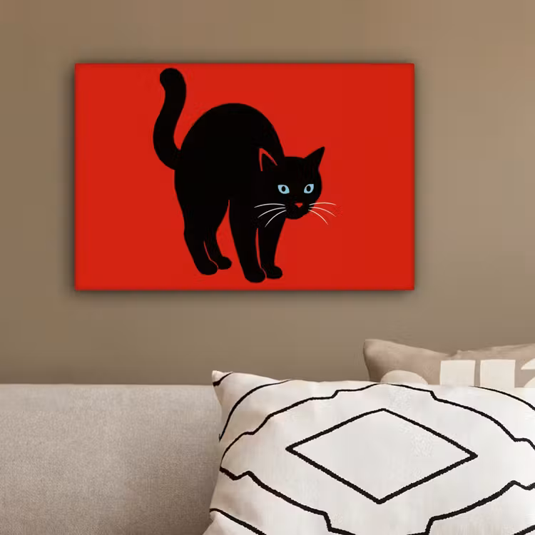 Kat - Zwart - Staart canvas 2cm klein -sfeer3