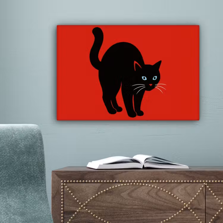 Kat - Zwart - Staart canvas 2cm klein -sfeer4