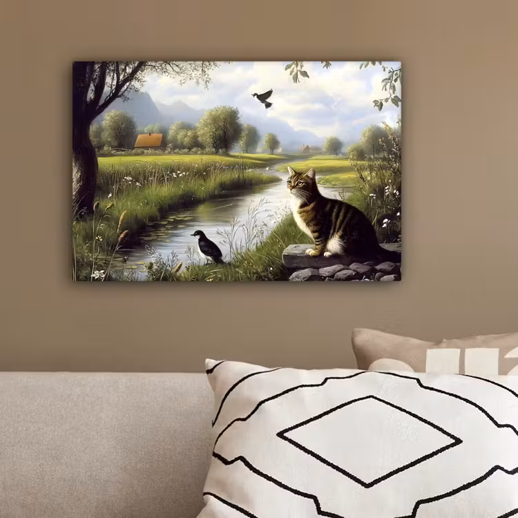 Kat - Beekje - Weide canvas 2cm klein -sfeer3