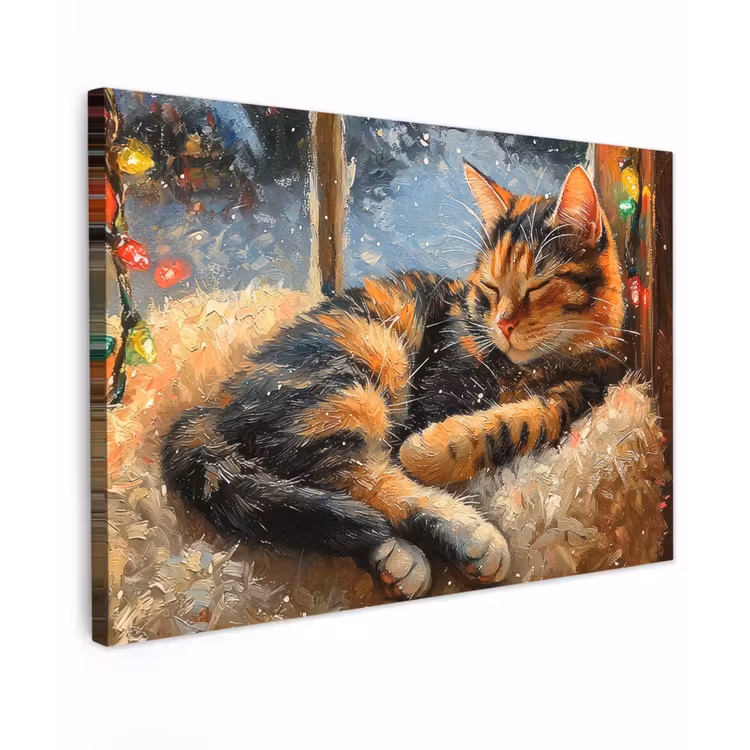 Kat - Kerst - Winter - Dier canvas 2cm klein -z3d