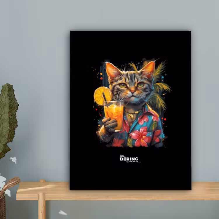 Kat in tropische street art stijl canvas 2cm klein -sfeer4