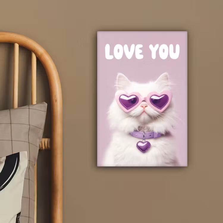 Kat - Love - Paars - Valentijn canvas 2cm klein -sfeer3