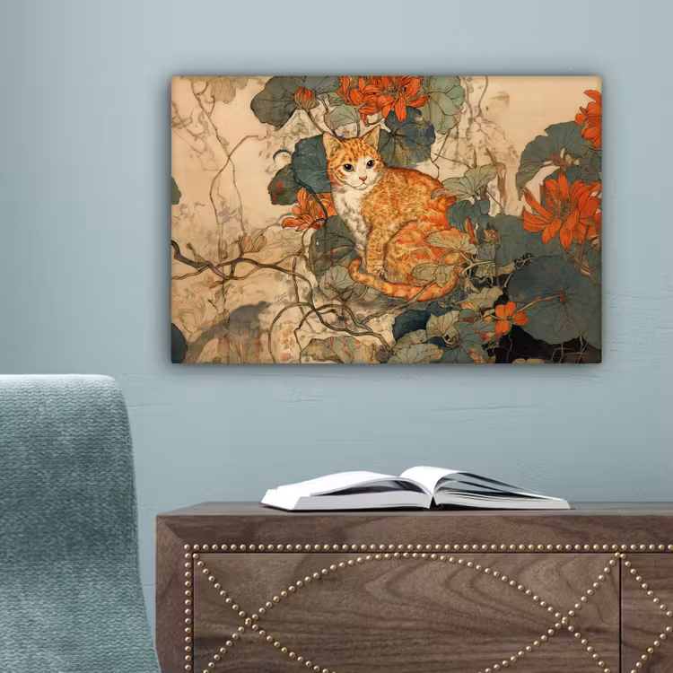 Kat - Sierlijk - Bloemen canvas 2cm klein -sfeer4