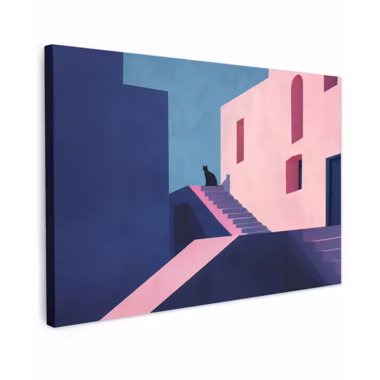 Kat - Trap - Gebouwen - Schaduwcontrasten canvas 2cm klein -z3d
