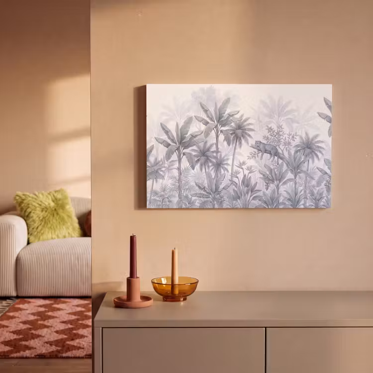 Kat - Tropisch bos - Modern - Grijs canvas 2cm klein -sfeer1