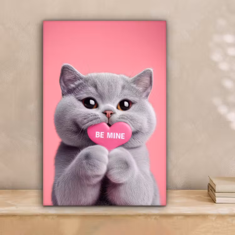 Kat - Valentijn - Roze - Liefde canvas 2cm klein -sfeer1