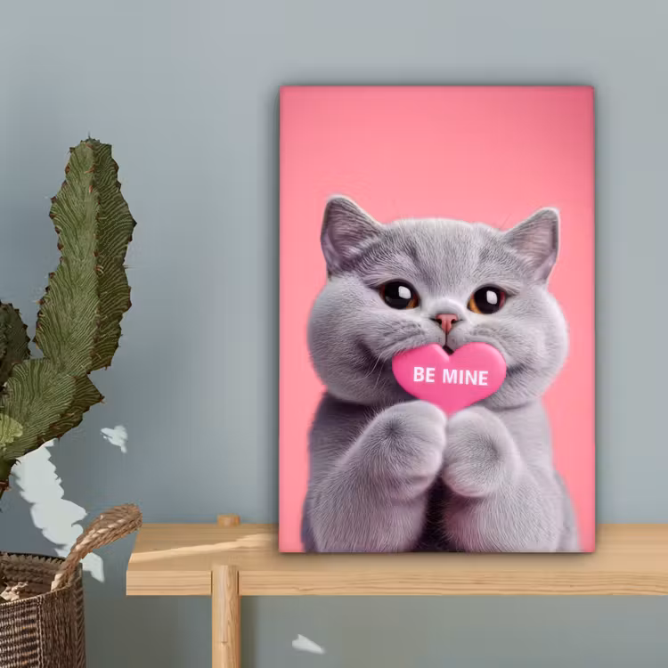 Kat - Valentijn - Roze - Liefde canvas 2cm klein -sfeer4
