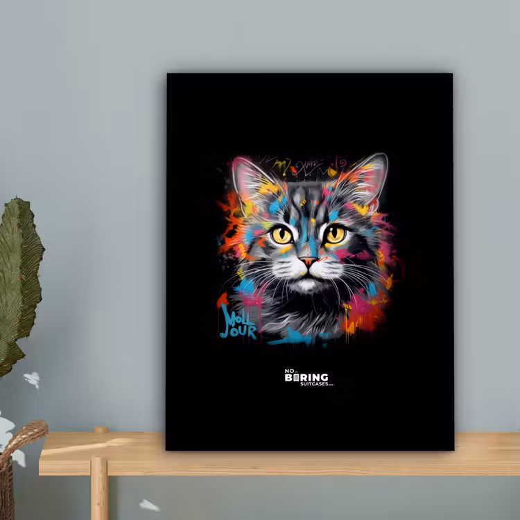 Kat met kleurrijke penseelstreken canvas 2cm klein -sfeer4
