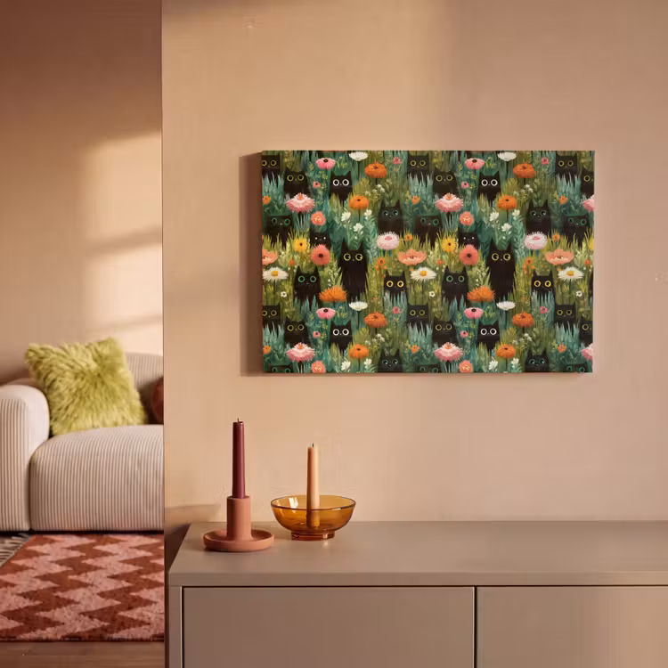 Katten - Bloemen - Kleurrijk canvas 2cm klein 34 -sfeer1