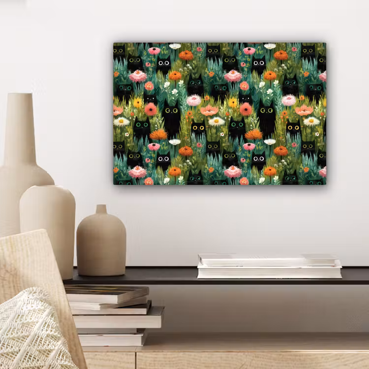 Katten - Bloemen - Kleurrijk canvas 2cm klein 34 -sfeer6
