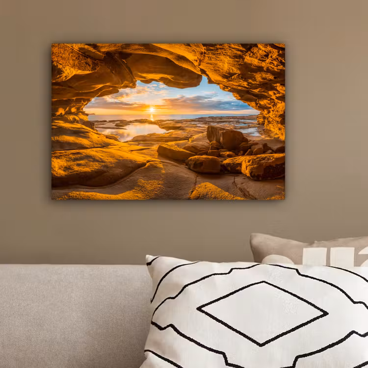 Grot - Zee - Horizon - Zonsondergang canvas 2cm klein -sfeer3