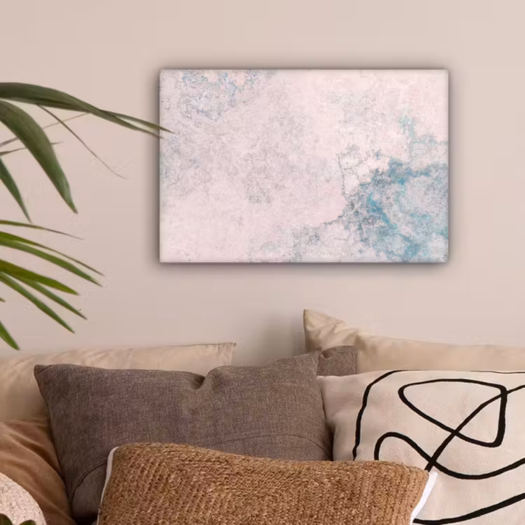 Cement - Beton - Retro - Industrieel - Wit - Blauw canvas 2cm klein -sfeer1