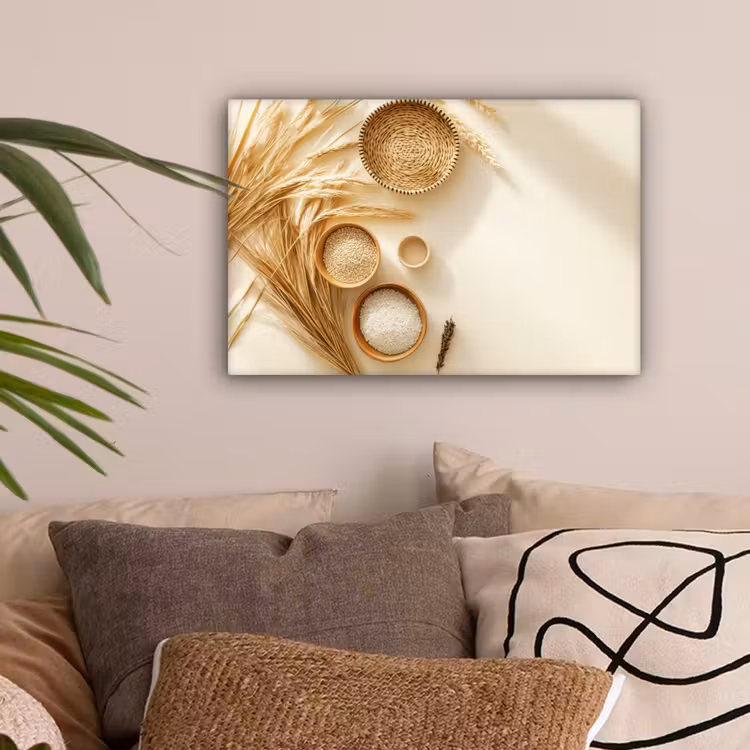 Granen - Hout - Kom - Beige canvas 2cm klein -sfeer1