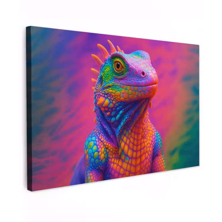 Kameleon - Dieren - Neon - Kleur canvas 2cm klein -z3d