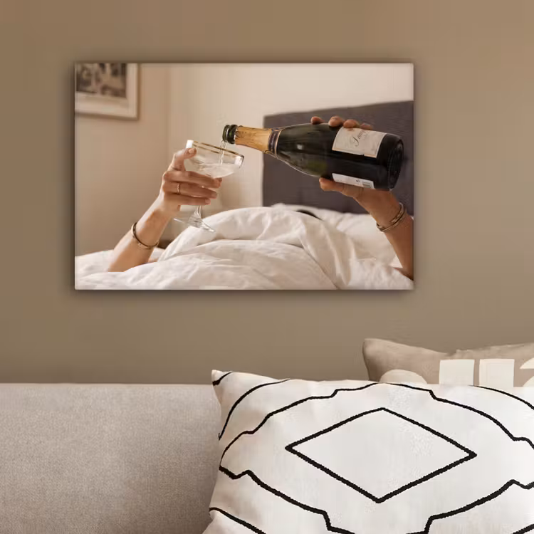 Champagne - Bed - Bubbels canvas 2cm klein -sfeer3