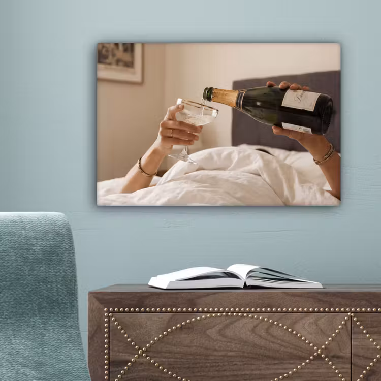 Champagne - Bed - Bubbels canvas 2cm klein -sfeer4