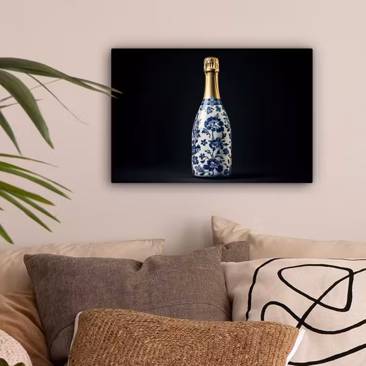 Champagne - Bloemen - Goud - Chique canvas 2cm klein -sfeer1