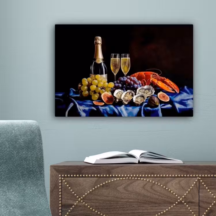 Champagne - Luxe - Oesters canvas 2cm klein -sfeer4