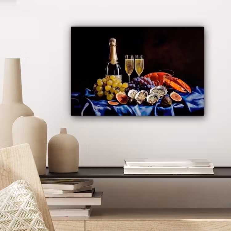 Champagne - Luxe - Oesters canvas 2cm klein -sfeer6