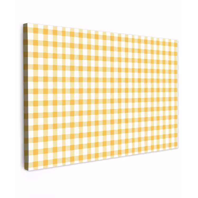 Ruit - Gingham - Klassiek - Geel en Wit canvas 2cm klein 34 -z3d