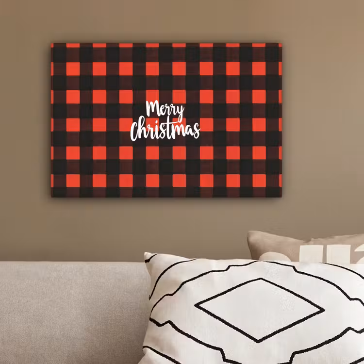 Geruit - Rood - Tekst - Christmas canvas 2cm klein -sfeer3