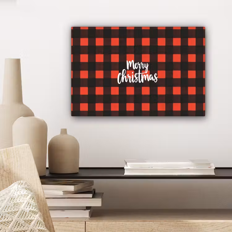 Geruit - Rood - Tekst - Christmas canvas 2cm klein -sfeer6