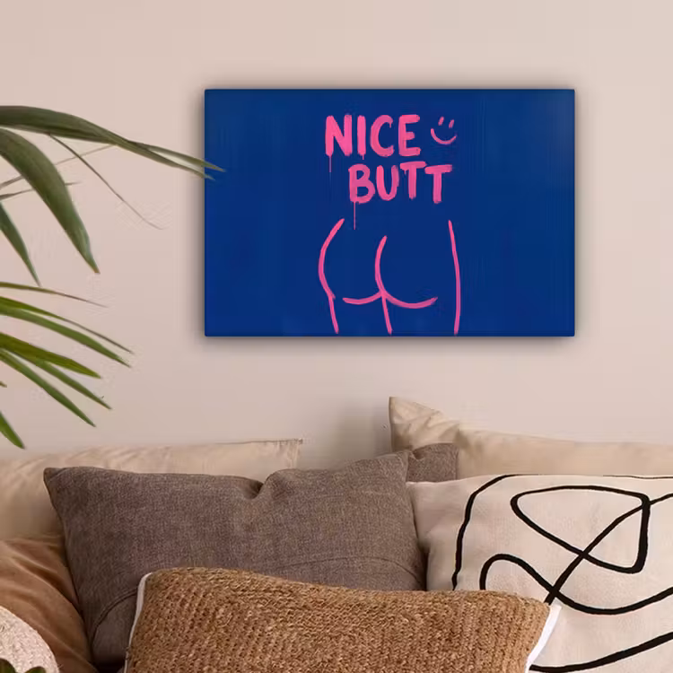 Brutaal - Grappig - Blauw canvas 2cm klein -sfeer1