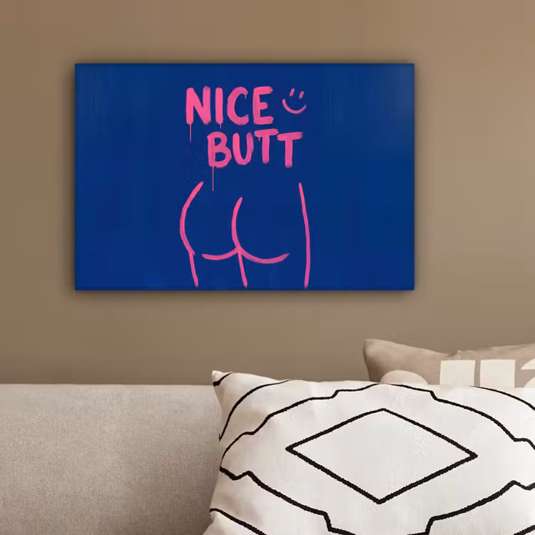 Brutaal - Grappig - Blauw canvas 2cm klein -sfeer3