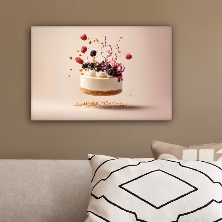 Cheesecake - Eten - Roze - Taart canvas 2cm klein -sfeer3