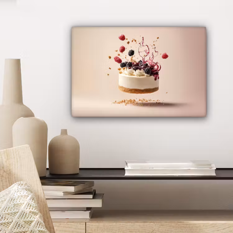 Cheesecake - Eten - Roze - Taart canvas 2cm klein -sfeer6