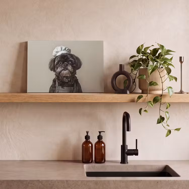 Kokskleding - Zwart - Hondje canvas 2cm klein -sfeer3