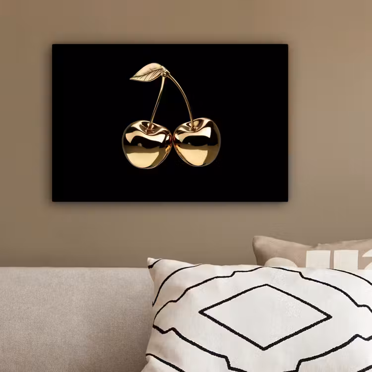 Kersen - Zwart - Goud - Chrome canvas 2cm klein -sfeer3