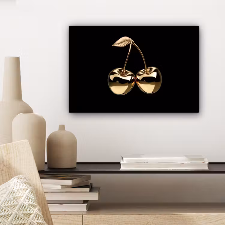 Kersen - Zwart - Goud - Chrome canvas 2cm klein -sfeer6