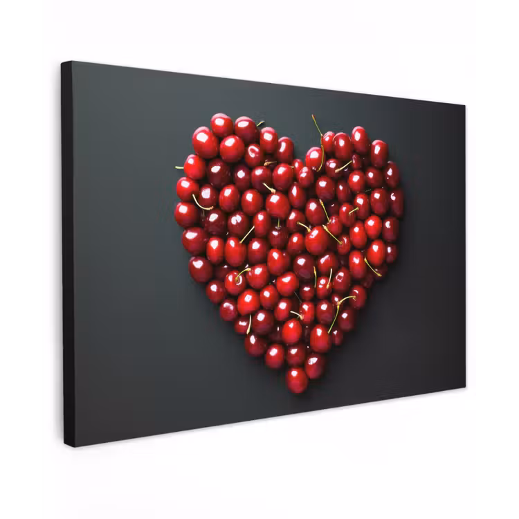 Kersen - Hart - Rood - Zwart canvas 2cm klein -z3d