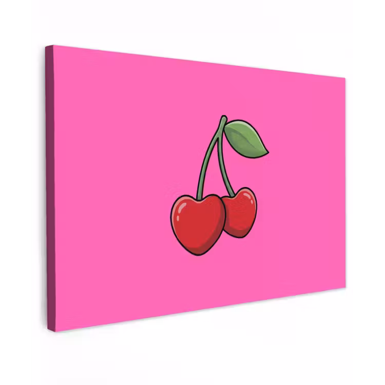 Kers - Roze - Fruit canvas 2cm klein -z3d