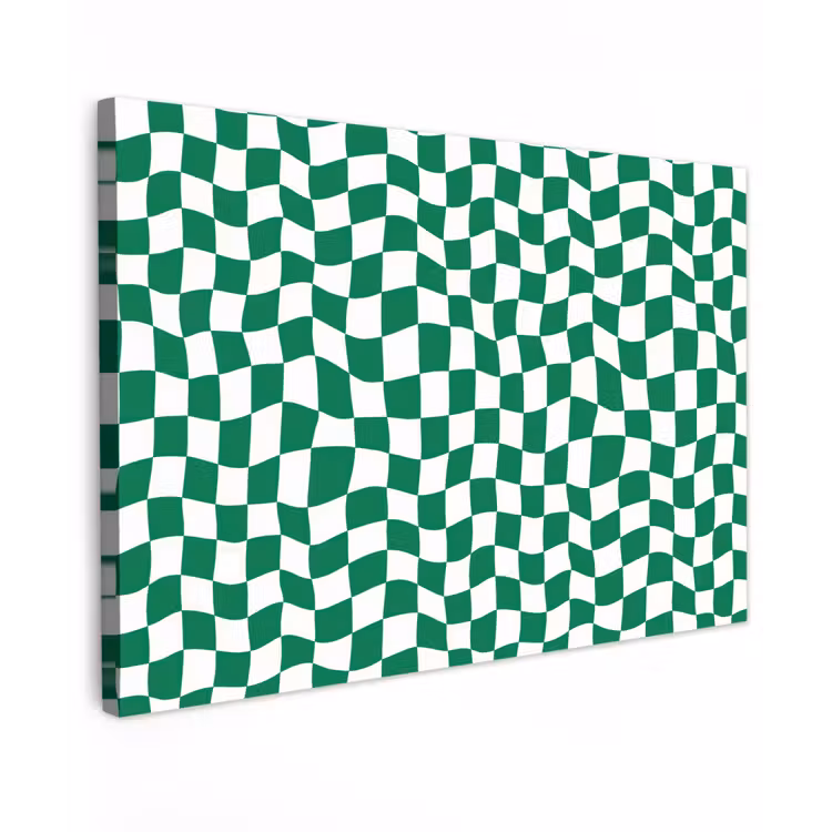 Schaakbord - Golvend - Groen canvas 2cm klein 34 -z3d