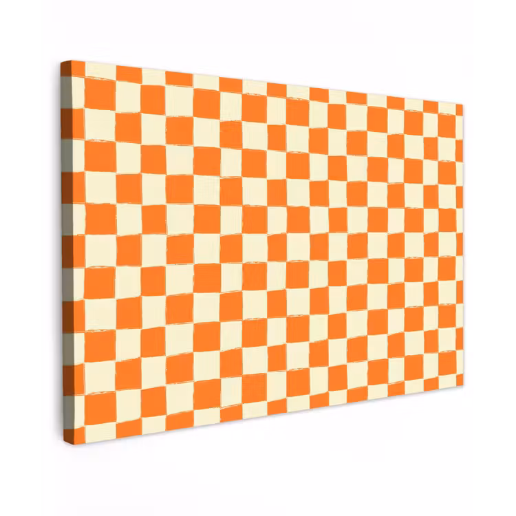 Schaak - Patroon - Oranje canvas 2cm klein 34 -z3d