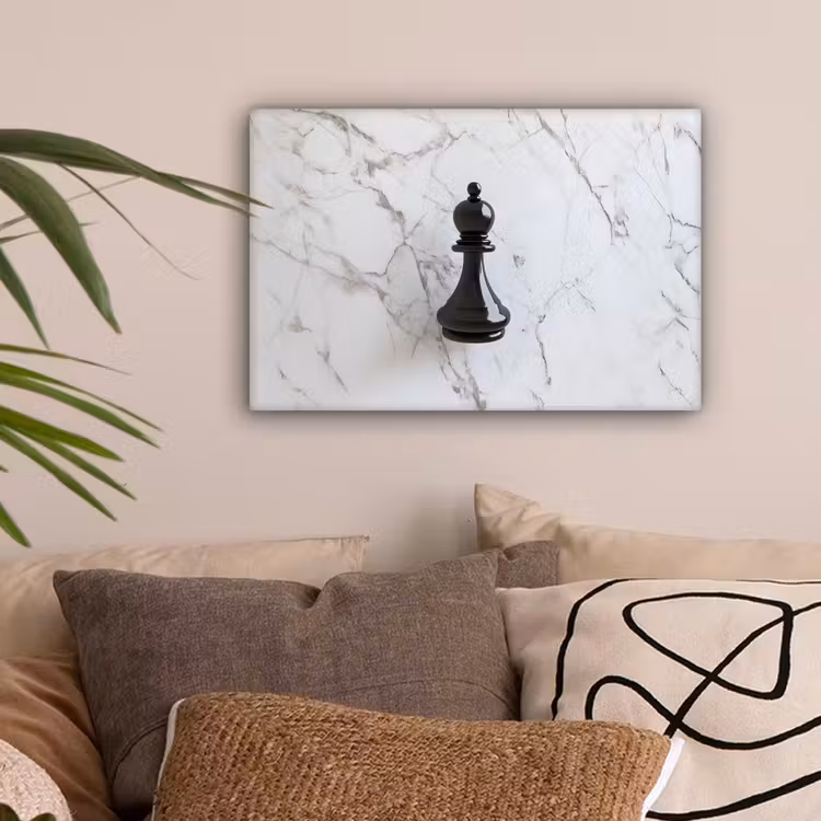 Schaakstuk - Loper - Zwart - Marmer canvas 2cm klein -sfeer1
