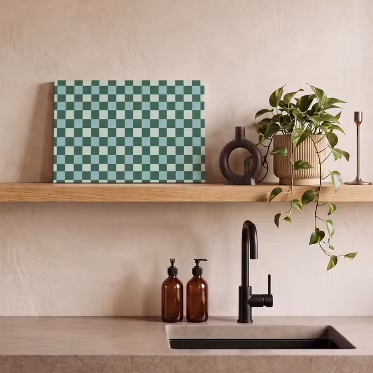 Schaakbord - Klassiek - Groen canvas 2cm klein 34 -sfeer3