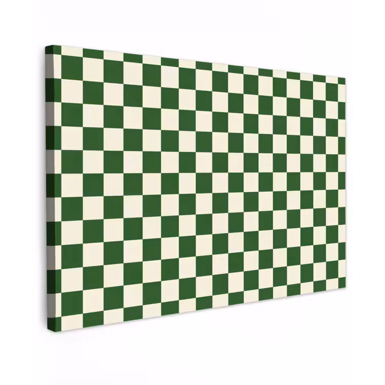 Schaakbord - Patroon - Groen canvas 2cm klein 34 -z3d