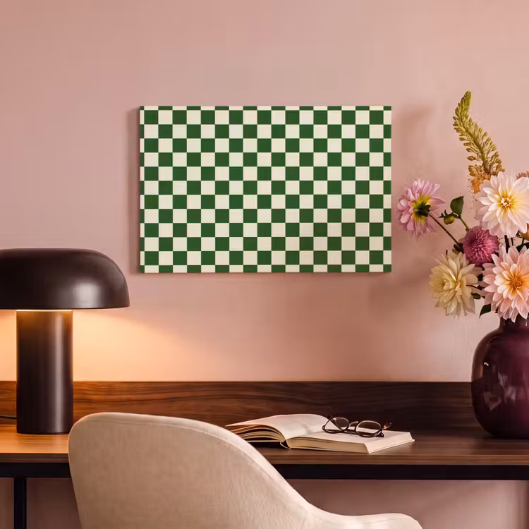 Schaakbord - Patroon - Groen canvas 2cm klein 34 -sfeer4
