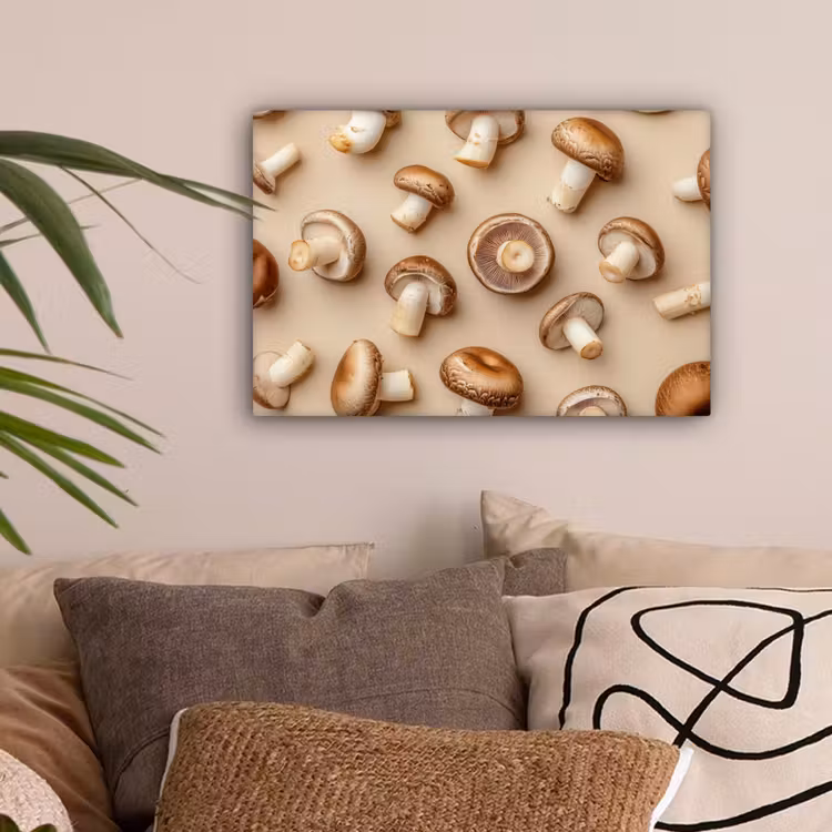 Kastanje Champignons - Beige canvas 2cm klein -sfeer1