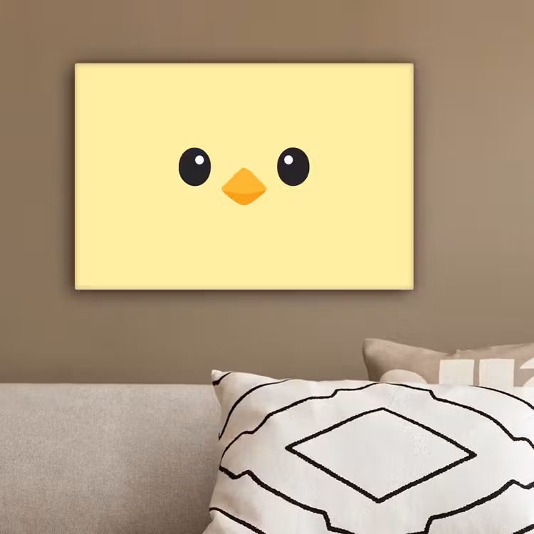 Kuiken - Vrolijk - Geel - Minimalistisch canvas 2cm klein -sfeer3