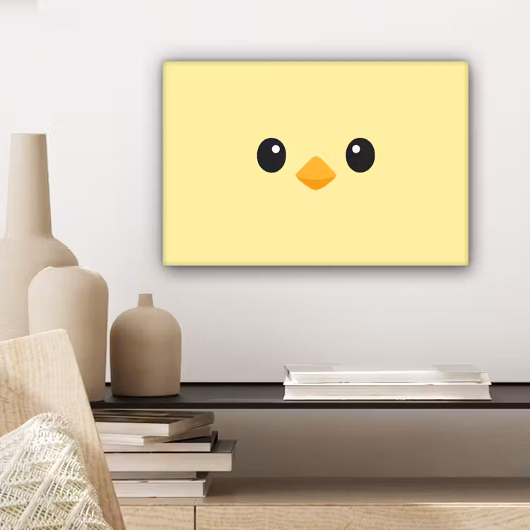 Kuiken - Vrolijk - Geel - Minimalistisch canvas 2cm klein -sfeer6