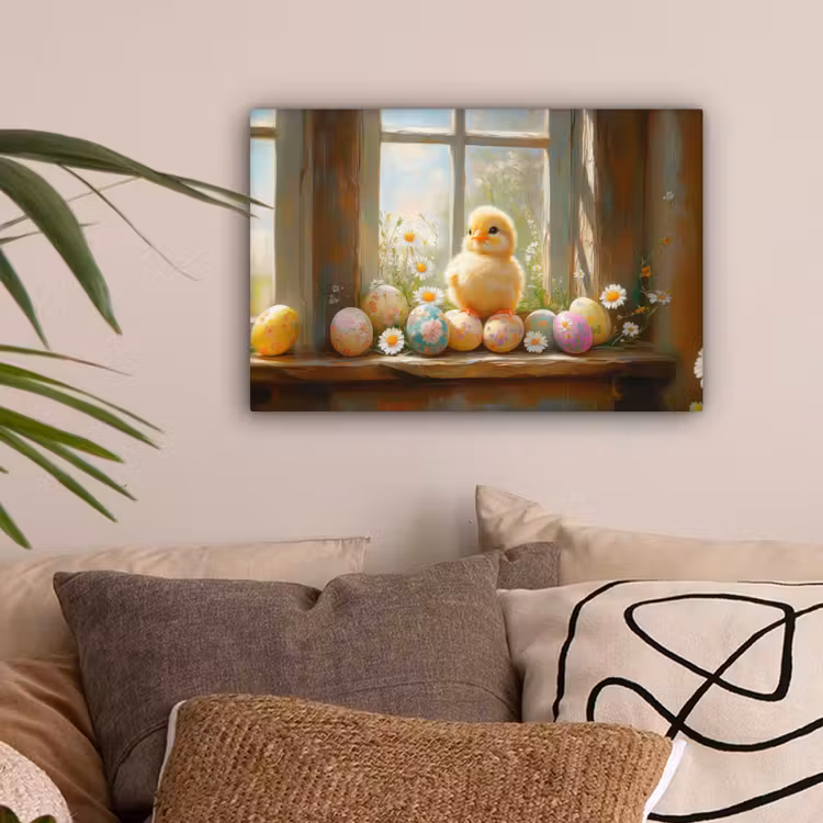 Kuiken - Raam - Paaseieren canvas 2cm klein -sfeer1