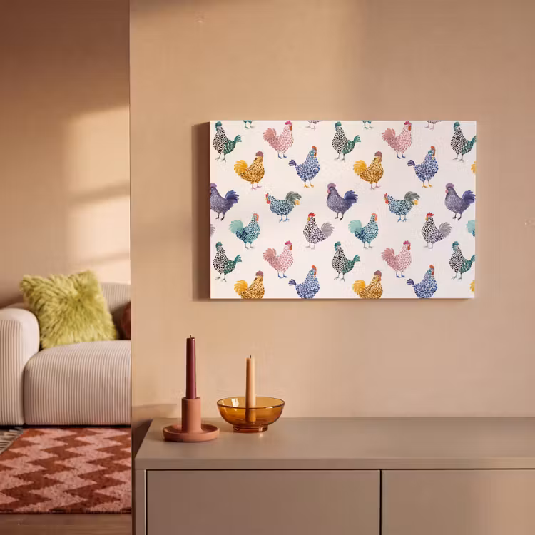 Kippen -Aquarel - Kleurrijk canvas 2cm klein 34 -sfeer1